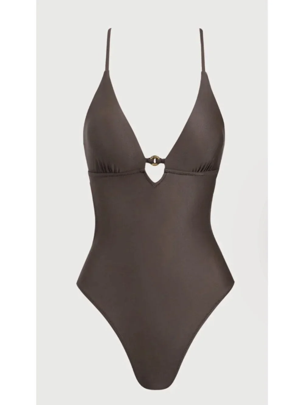 Berlook One Piece Swimsuit Coffee Brown S Small Strappy Back Econyl NEW $85